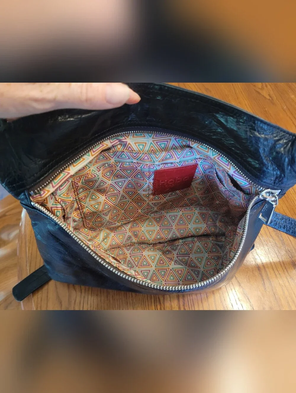 HOBO Black Genuine Leather Crossbody Bag | Organizer Purse + Dust Bag